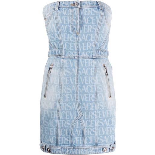 Versace abito corto denim Versace allover - blu