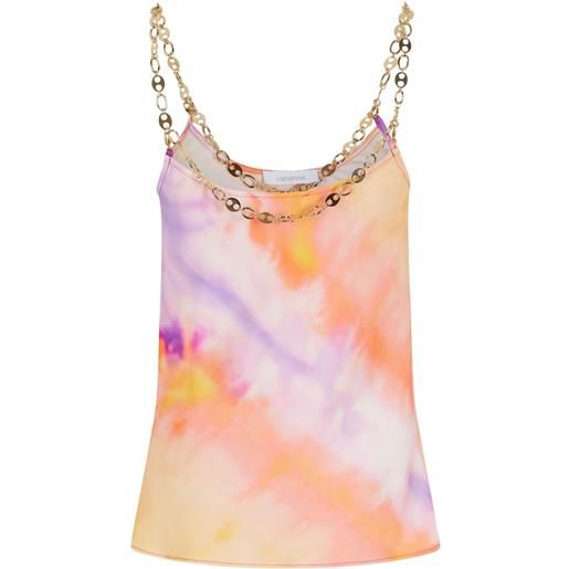 Rabanne top in raso con stampa - arancione