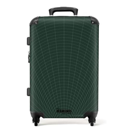 NoBoringSuitcases.com® valigia media rigida, 67 cm 72l, grande valigia con ruote, trolley leggera, valigia 20 kg da stiva, bagaglio con illusione - verde scuro, valigia per aereo