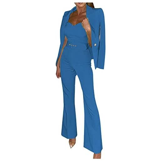 Generic completo donna elegante con scollo a v, cappotti tailleur con bottoni, cerimonia a maniche lunghe, suit blazer con pantaloni, giacca abbigliamento per business e matrimoni