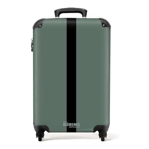NoBoringSuitcases.com® valigia bagaglio a mano 55x40x20 - trolley cabina 10 kg con ruote, rigida leggera con strisce - blu, bagaglio per aereo