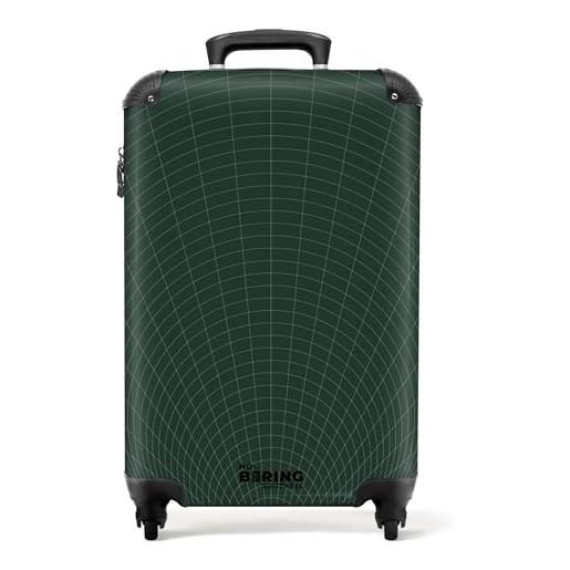 NoBoringSuitcases.com® valigia bagaglio a mano 55x40x20, bagaglio 10 kg con ruote, valigia rigida leggera, trolley cabina con illusione - verde scuro, valigia per aereo
