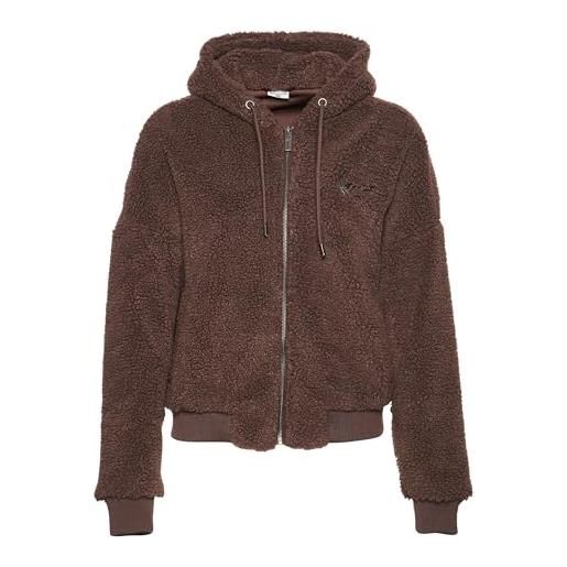 Karl Kani donna kw233-042-2 kk metal signature teddy full zip, marrone, l
