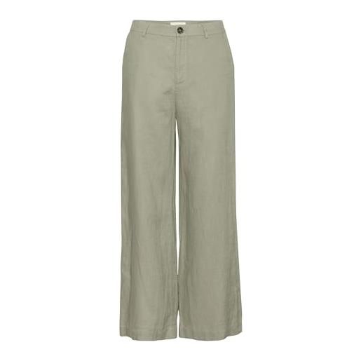 Part Two women's trousers wide legs high-waisted full-length zip and button, pantaloni da donna, vetiver, 