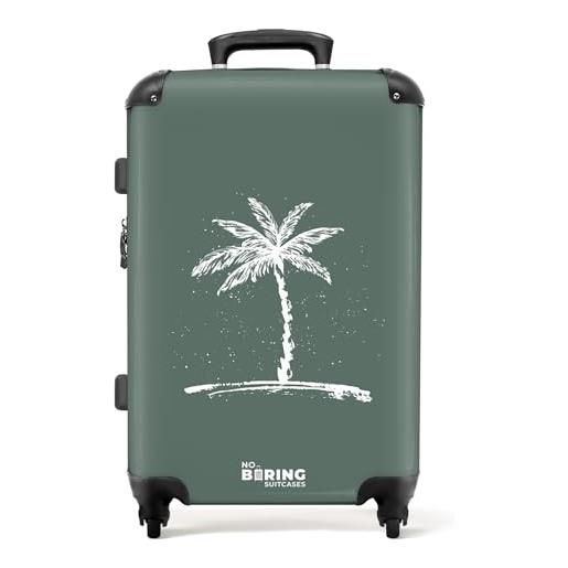 NoBoringSuitcases.com® valigia media rigida, 67 cm 72l, grande valigia con ruote, trolley leggera, valigia 20 kg da stiva, bagaglio con palma - blu, valigia per aereo