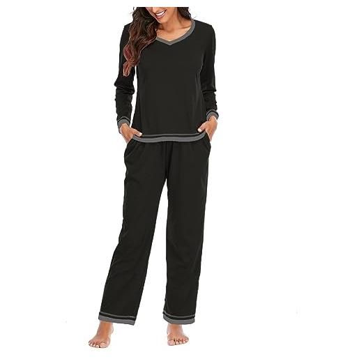 Meaunzyl pigiama donna cotone lungo invernale caldo comodo casual set pigiama 2 pezzi pigiama donna manica lunga donna lunghi pigiami casual scollo a v top due pezzi per home tempo libero regali di natale