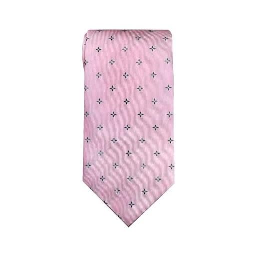 Remo Sartori - cravatta in pura seta rosa microfantasia blu, made in italy, uomo