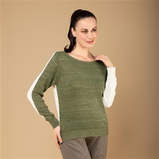 Enjoy Tricot maglia bicolore in filato misto cotone con lamé
