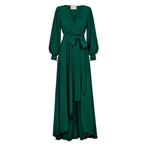 Swing Fashion irmina | grün donna elegante festivo | vestito da festa sera | abiti da sposa ballo | abito lungo | manica lunga | verde | 38 (m), 46