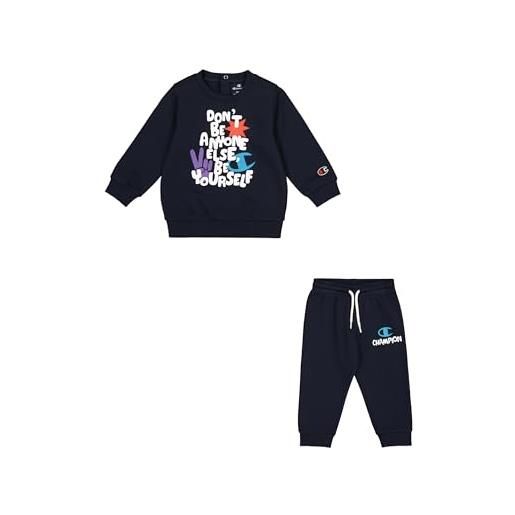Champion legacy play with graphics td (306916) -ultra-light powerblend fleece crewneck completo, blu marino (nny), 3 anni bambini e ragazzi