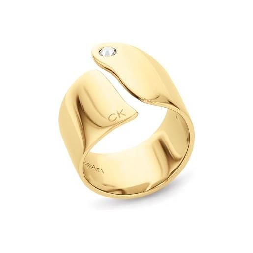 Calvin Klein anello da donna collezione ck cherished in acciaio inossidabile con un cristallo - disponibile in versione oro o argento