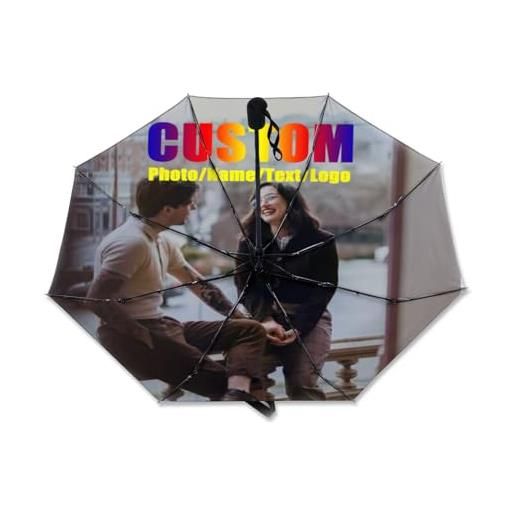 SJHAZSL mbrello pieghevole personalizzato, ombrello personalizzabile con logo o immagini, ombrello pieghevole automatico per donne e uomini, regalo, viaggio