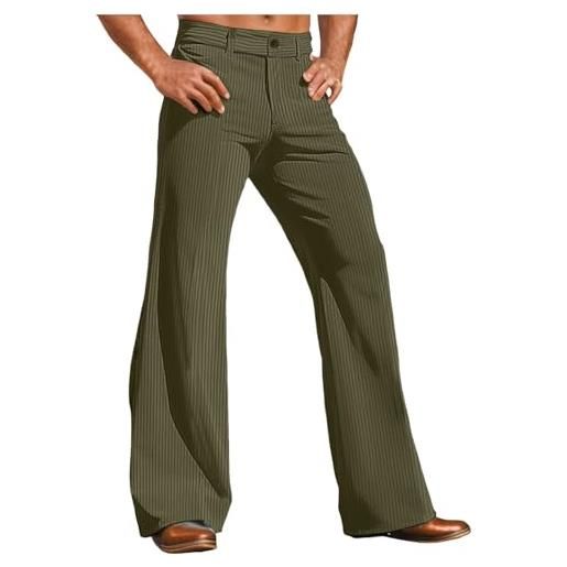 Pantaloni a zampa da uomo anni '70 da discoteca, stile vintage, gamba larga, carnevale, tifosi alla moda, pantaloni classici Hip Hop anni '70, jeans da discoteca, stile retrò hippie 80s, in tinta