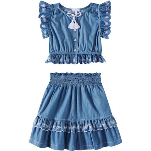 Patachou top e gonna di jeans con ricamo