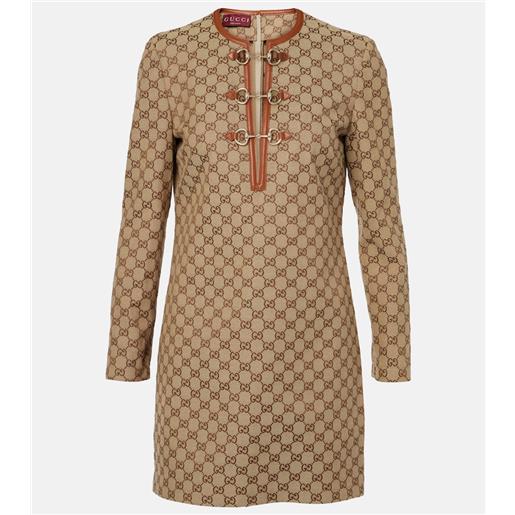 Gucci abito corto horsebit gg in canvas