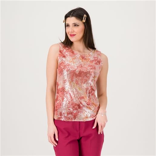 SottoMarino canotta in tessuto paillettes stretch stampato