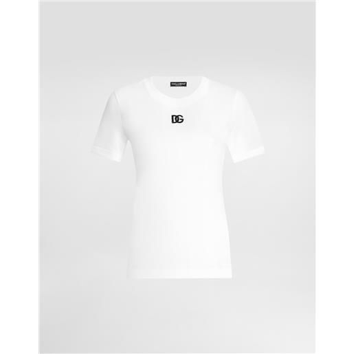 Dolce & Gabbana t-shirt in jersey con ricamo logo dg