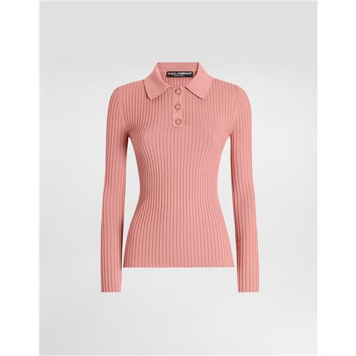 Dolce & Gabbana maglia a polo in lana a coste