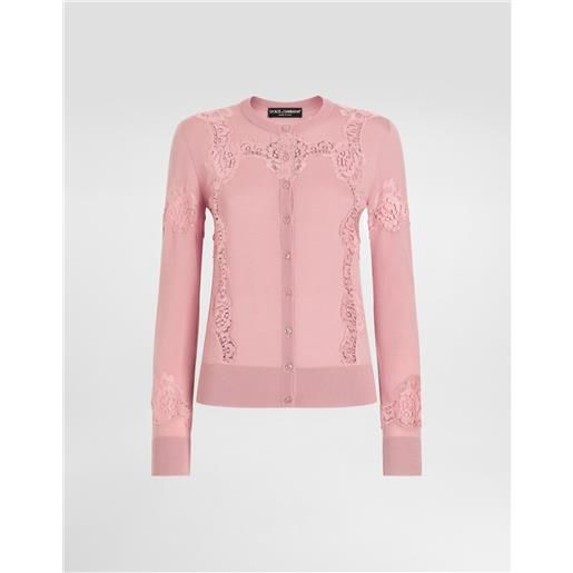 Dolce & Gabbana cardigan in lana con intarsio in pizzo