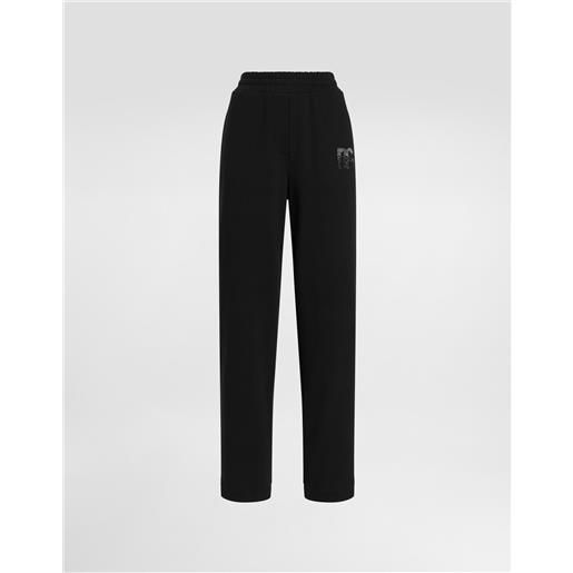 Dolce & Gabbana pantaloni jogging in jersey con ricamo logo dg in strass