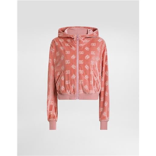 Dolce & Gabbana felpa con cappuccio in ciniglia jacquard logo dg