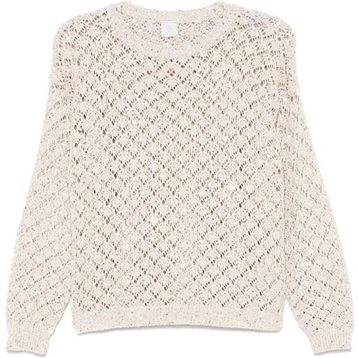 Eleventy maglione in maglia traforata - toni neutri
