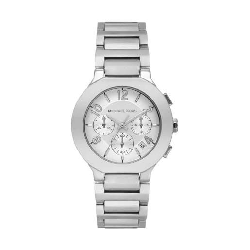 Michael Kors orologio gramercy da donna, movimento cronografo al quarzo con cinturino in acciaio inossidabile, 40 mm, tono argento
