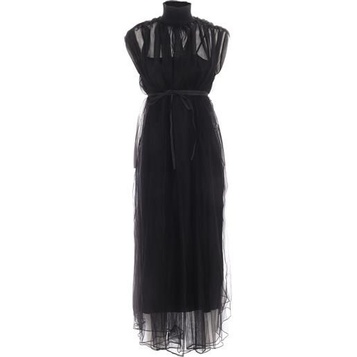 FABIANA FILIPPI tulle sleeveless dress with knit turtle neck collar