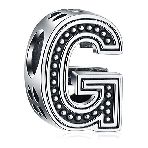 CRISNATA letter g charms, iniziali g alfabeto perline in argento sterling 925 vintage, si adatta pandora moments bracciale, regalo per la laurea/nonna/nipoti