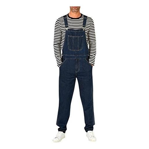 Generic salopette da uomo in denim: tuta da lavoro casual retrò, cargo da combattimento multi tasche, jeans