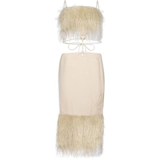 Jacquemus abito la robe raphia con frange - bianco
