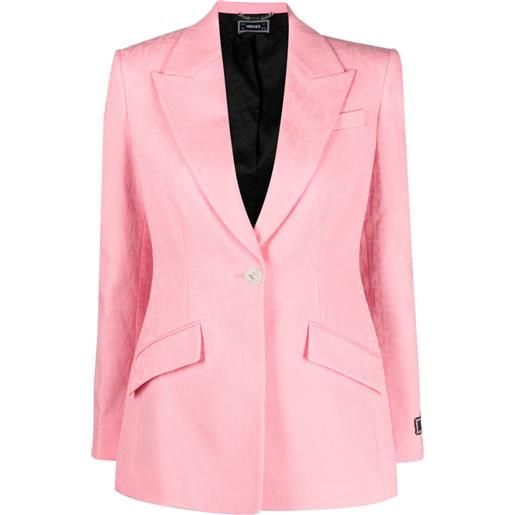 Versace blazer monopetto con logo jacquard - rosa