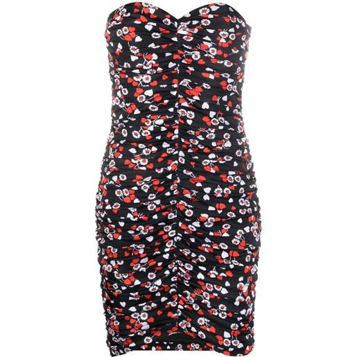 Moschino abito corto a fiori senza spalline - nero