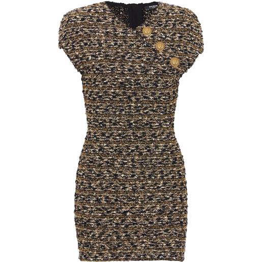 Balmain abito corto in tweed - oro