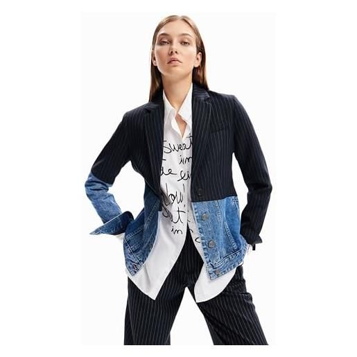Desigual ame_chicago woman woven blazer donna, blu, 44