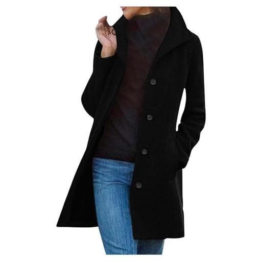 LDZYXY cappotto donna lungo elegante cappotti lana autunnale e invernale cappottino in lana caldo giacca trench coat media lunghezza giacca donna casual jacket cardigan con tasche (rosso, xxl)