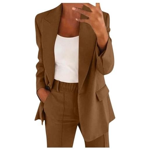 Generico tailleur donna eleganti pantaloni e giacca da cerimonia curvy blazer a maniche lunghe due pezzi elegante suit ufficio e lavoro