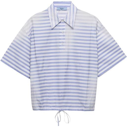 Prada polo in popeline a righe - blu
