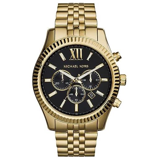 Michael Kors - orologio cronografo da uomo lexington con cinturino in acciaio inossidabile dorato mk8286