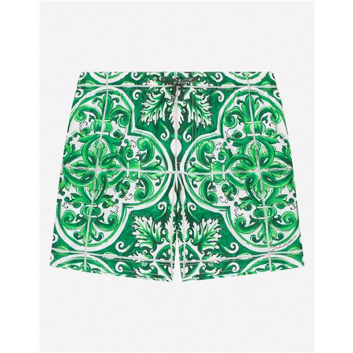 Dolce & Gabbana boxer da mare in nylon stampa maiolica verde