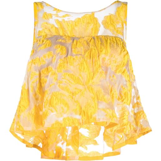 Gemy Maalouf top smanicato semi trasparente - giallo
