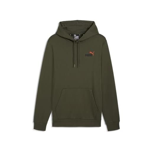 PUMA felpa con cappuccio essentials+ two-colour small logo da uomo s dark olive green