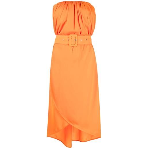 PINKO abito midi senza spalline - arancione