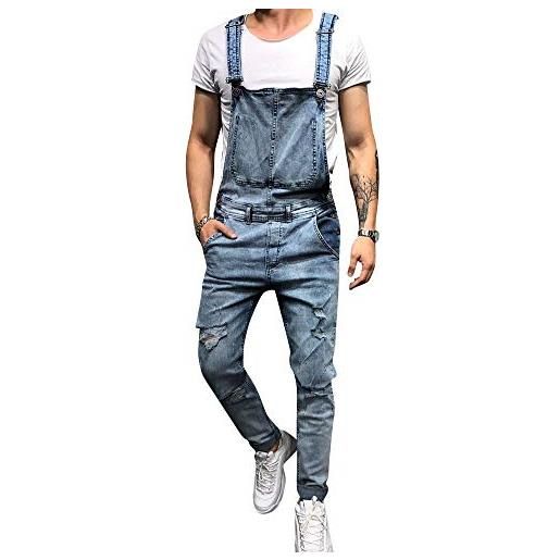 Salopette Denim Uomo - Jeans Slim Fit Comodo Per Lavoro E Tempo Libero