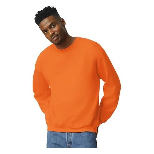 Gildan felpa girocollo in pile style g18000 maglia di tuta, safety orange (confezione da 1), m uomo