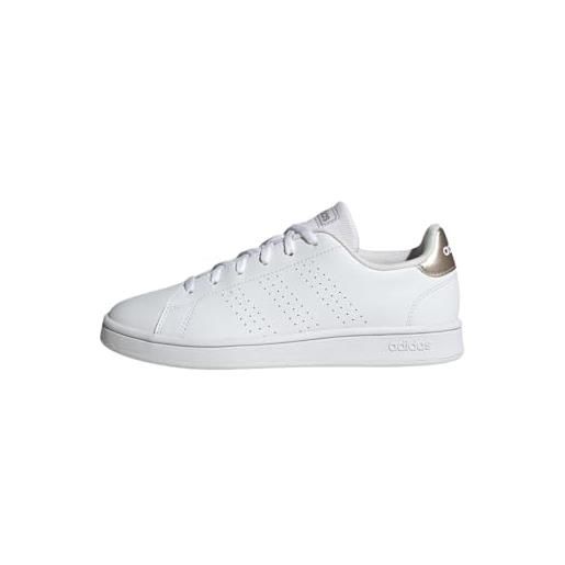 adidas advantage base shoes, scarpe donna, cloud white/cloud white/champagne, 36 2/3 eu