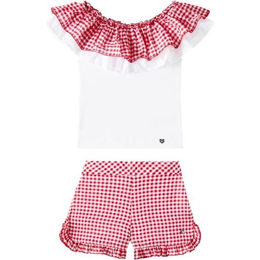 Monnalisa top e shorts in misto cotone a quadri