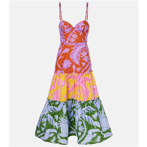 Farm Rio abito midi tropical swing mix in cotone