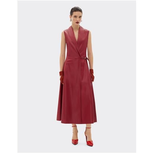 Ferrari abito lungo in nappa drappeggiata - female abiti rosso maison 38