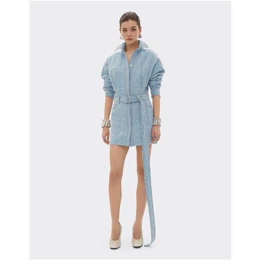 Ferrari miniabito in denim sfilacciato e sbiancato - female abiti denim chiaro 38
